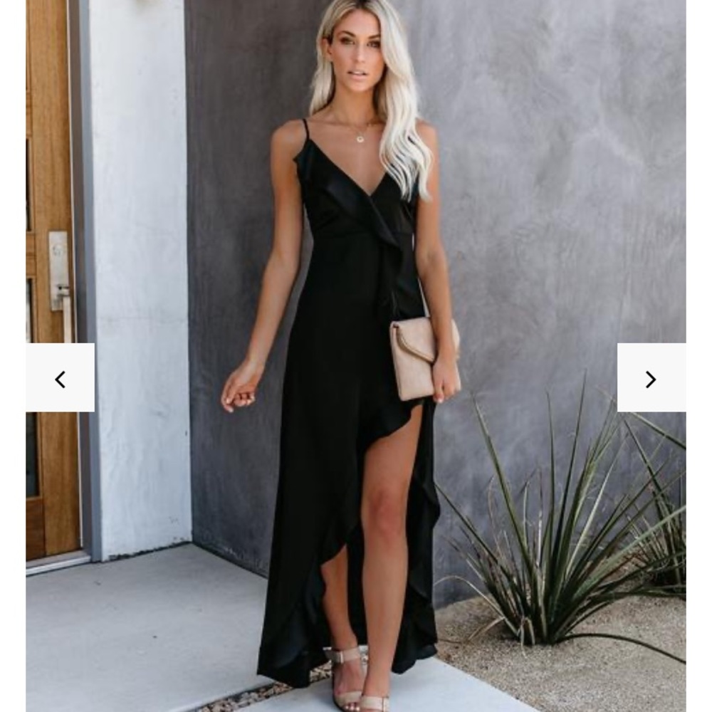 Vici black satin maxi dress